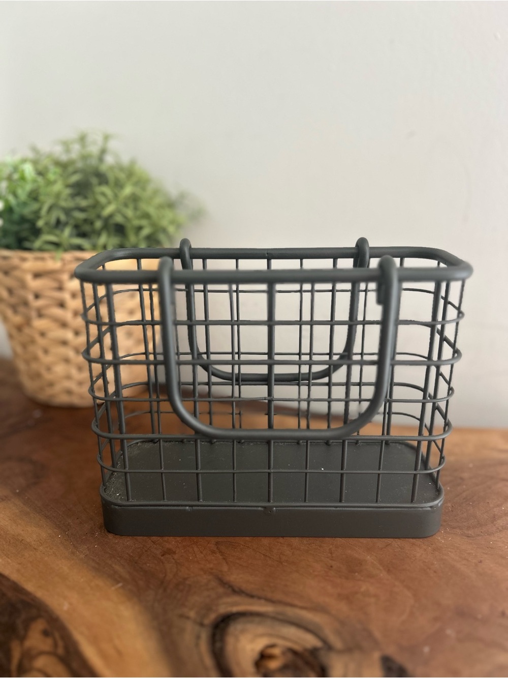 Farmhouse Gray Metal Napkin Holder Cutlery basket  Restaurant Tabletop